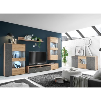 Obývacia stena TREND dub artisan/sivá 1