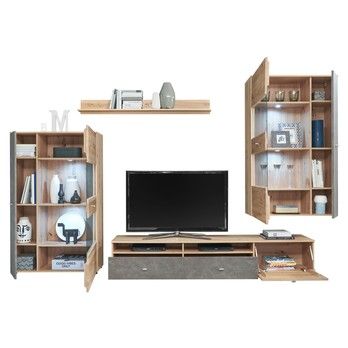Obývacia stena TREND dub artisan/sivá 3