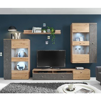 Obývacia stena TREND dub artisan/sivá 5