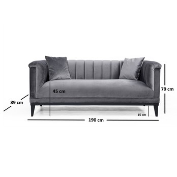 Pohovka TRENDY tmavosivá, šírka 190 cm 4