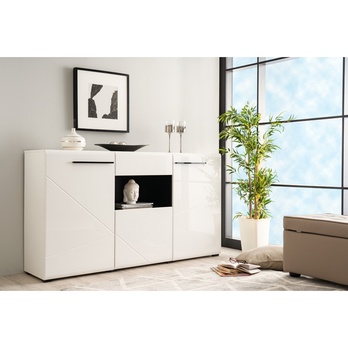 Komoda TRENTINO biela/biela vysoký lesk 1