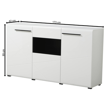 Komoda TRENTINO biela/biela vysoký lesk 11