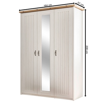 Šatníková skriňa TRIENT pínia/dub artisan, 3 dvere, 1 zrkadlo 3