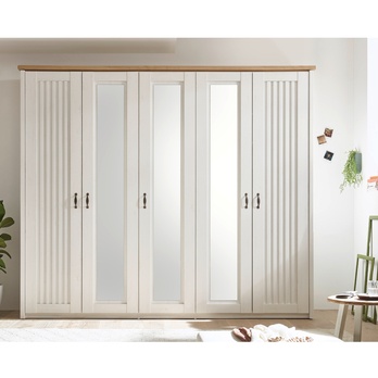 Šatníková skriňa TRIENT pínia/dub artisan, 5 dverí, 3 zrkadlá 1