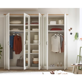 Šatníková skriňa TRIENT pínia/dub artisan, 5 dverí, 3 zrkadlá 2