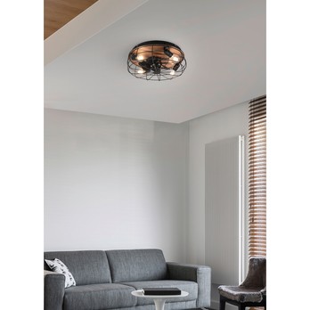 Stropné svietidlo s ventilátorom TRONDHEIM svetlé drevo/čierny kov 2