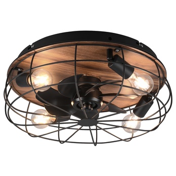 Stropné svietidlo s ventilátorom TRONDHEIM svetlé drevo/čierny kov 3