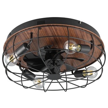 Stropné svietidlo s ventilátorom TRONDHEIM svetlé drevo/čierny kov 4