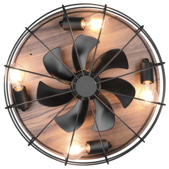 Stropné svietidlo s ventilátorom TRONDHEIM svetlé drevo/čierny kov 7