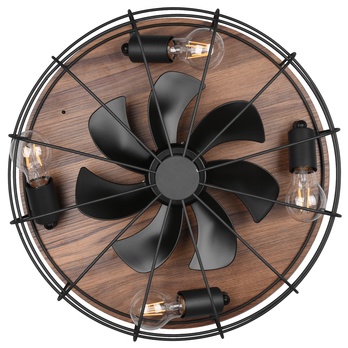 Stropné svietidlo s ventilátorom TRONDHEIM svetlé drevo/čierny kov 9