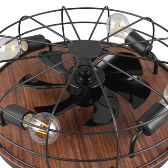Stropné svietidlo s ventilátorom TRONDHEIM svetlé drevo/čierny kov 11