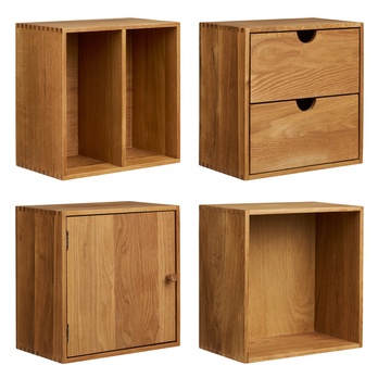 Nástenný regál TUWNSVALLI dub, sada 4 ks 2