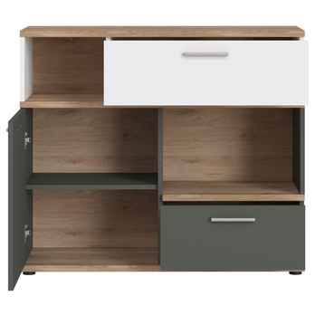 Komoda TWENTY dub castello/alpská biela/grafit, šírka 100 cm 2