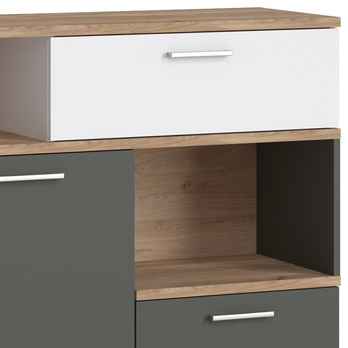 Komoda TWENTY dub castello/alpská biela/grafit, šírka 100 cm 4