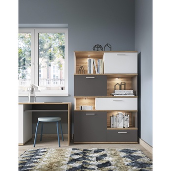 Komoda TWENTY dub castello/alpská biela/grafit, šírka 100 cm 5