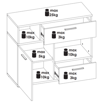 Komoda TWENTY dub castello/alpská biela/grafit, šírka 100 cm 6