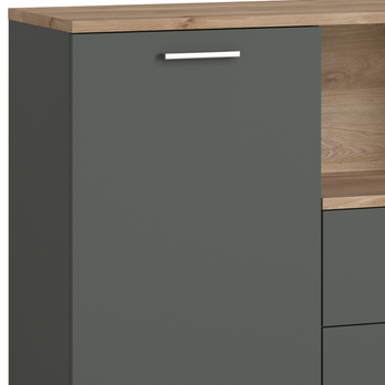 Komoda TWENTY dub castello/alpská biela/grafit, šírka 150 cm 2