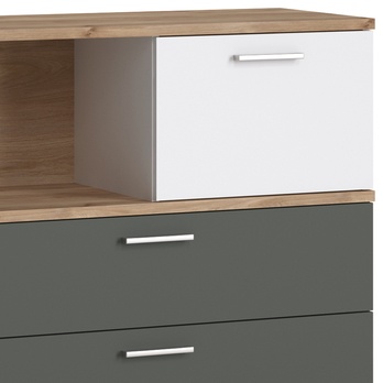 Komoda TWENTY dub castello/alpská biela/grafit, šírka 150 cm 3