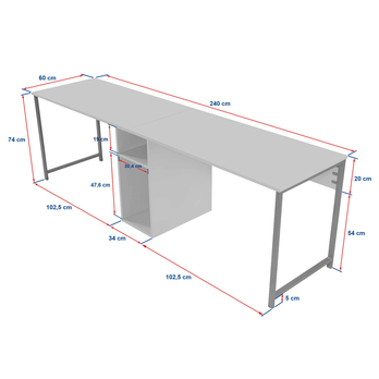 Písací stôl TWIN borovica/čierna 8