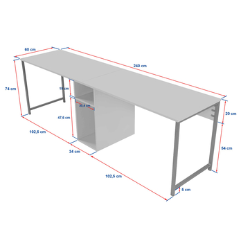 Písací stôl TWIN biela/zlatá 8