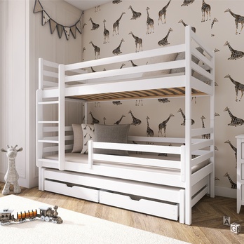 Poschodová posteľ s výsuvným lôžkom ULK biela, 80x200 cm 1