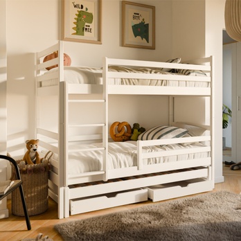 Poschodová posteľ s výsuvným lôžkom ULK biela, 90x200 cm 2