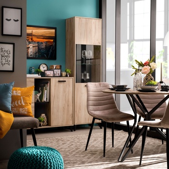 Vitrína UMBRIA dub sivý/čierna 1