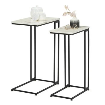Sada príručných stolíkov UPPELLO čierna/mramor, 2 ks 1