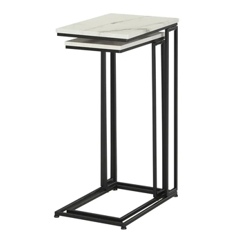 Sada príručných stolíkov UPPELLO čierna/mramor, 2 ks 2