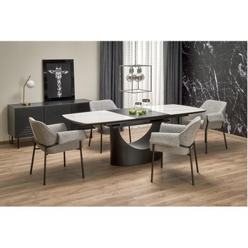 Jedálenský stôl USMON biely mramor/čierna 1