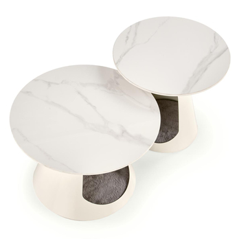 Konferenčný stolík USORAU biely mramor/biela, sada 2ks 2