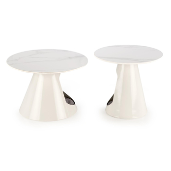 Konferenčný stolík USORAU biely mramor/biela, sada 2ks 3