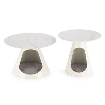 Konferenčný stolík USORAU biely mramor/biela, sada 2ks 4