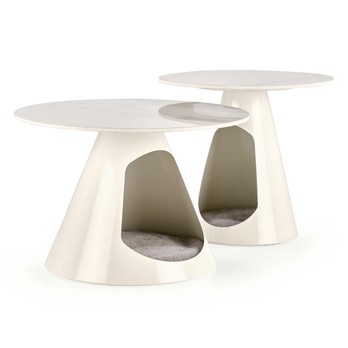 Konferenčný stolík USORAU biely mramor/biela, sada 2ks 5