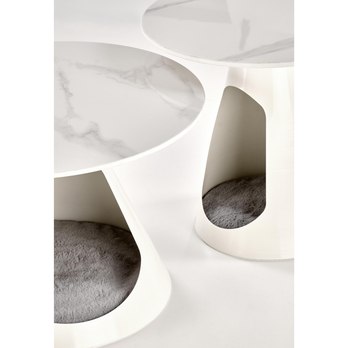 Konferenčný stolík USORAU biely mramor/biela, sada 2ks 6