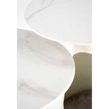Konferenčný stolík USORAU biely mramor/biela, sada 2ks 7