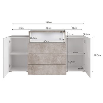 Komoda  USTYM dub wotan/biela 3