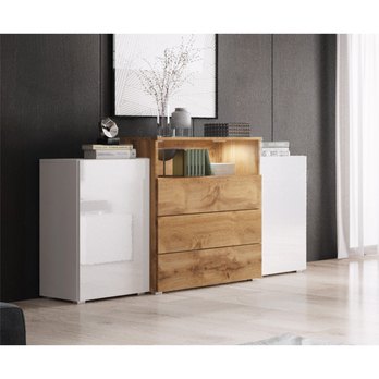 Komoda  USTYM biela/dub wotan 1