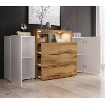 Komoda  USTYM biela/dub wotan 2