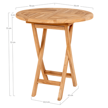 Záhradný stôl UVAIDU 2 teak, ⌀ 70 cm 4