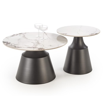 Sada konferenčných stolíkov V-CH-MAGNETA-LAW biely mramor/čierna, 2 ks 1