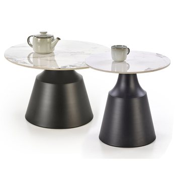 Sada konferenčných stolíkov V-CH-MAGNETA-LAW biely mramor/čierna, 2 ks 2