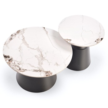 Sada konferenčných stolíkov V-CH-MAGNETA-LAW biely mramor/čierna, 2 ks 5