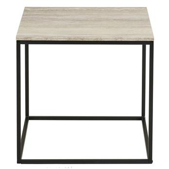 Prístavný stolík VATO travertín/čierna 2