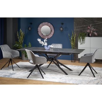 Jedálenský stôl VATURANU čierny mramor/čierna 1