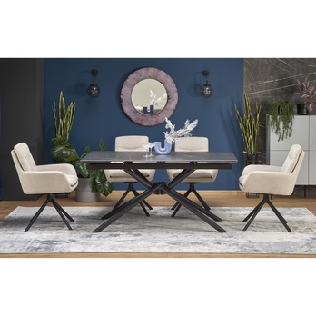 Jedálenský stôl VATURANU čierny mramor/čierna 11