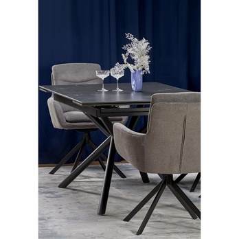 Jedálenský stôl VATURANU čierny mramor/čierna 12