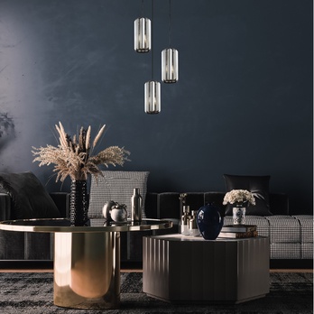 Závesné svietidlo VENESS 3 čierna/tónované sklo 1