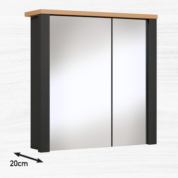 Zrkadlová skrinka VENETO antracitová/dub 4