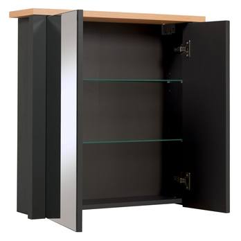 Zrkadlová skrinka VENETO antracitová/dub 5